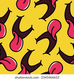 seamless pattern pop art illustration of tongue sticking out