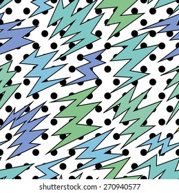Seamless pattern in pop art style with dots and bolts 1