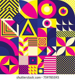 Seamless Pattern of Pop and Colorful Abstract Geometric Shape. Tile Decor Wallpaper