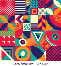 Seamless Pattern of Pop and Colorful Abstract Geometric Shape. Tile Decor Wallpaper