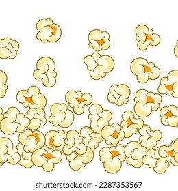 Seamless pattern with popcorn. Image of snack food in cartoon style.