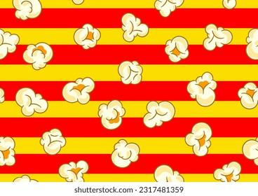 Seamless pattern with popcorn. Image of snack food in cartoon style.