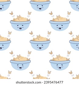 Seamless pattern popcorn, movie food, pizza, cute