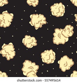 Seamless pattern with popcorn. Pop corn background.