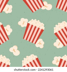 Seamless pattern with popcorn. Vector illustration.