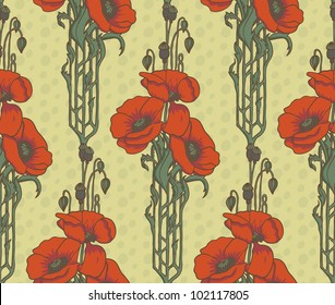 Seamless pattern with poppies.