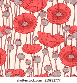 Seamless pattern with poppies.