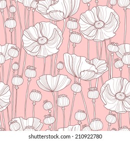 Seamless pattern with poppies.
