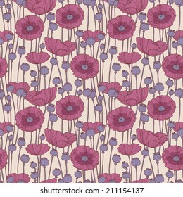 Seamless pattern with poppies.