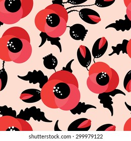 Seamless pattern with poppies