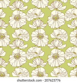 Seamless pattern with poppies. Floral background. Vector illustration