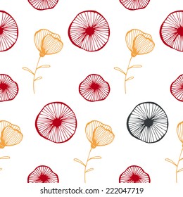 Seamless pattern with poppies. Floral background. Vintage wallpaper. Beautiful background for design. Vector illustration.
