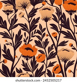 Seamless pattern poppies flower pattern