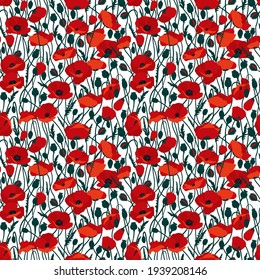 Seamless pattern with poppies. Seamless pattern for printing on textiles and paper. Poppy.