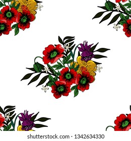 Seamless pattern with poppies. Vector graphics.
