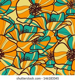 Seamless pattern with poppy. Floral background wallpaper. Flower ornament good for web, print and wrapping paper.