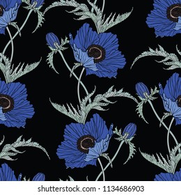 Seamless pattern with poppy flowers
