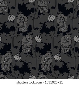 Seamless pattern with poppy flowers