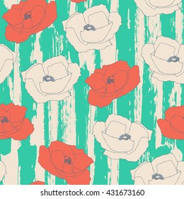 Seamless pattern with poppy flowers.