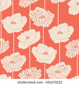 Seamless pattern with poppy flowers.
