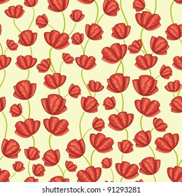 Seamless pattern with poppy flowers