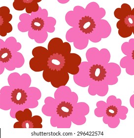 Seamless pattern with poppy flowers and acorns in bright colors
