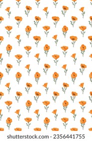 Seamless pattern with poppy flowers background.Eps 10 vector.