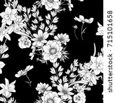 Seamless pattern with poppy flowers daffodil, anemone, violet 