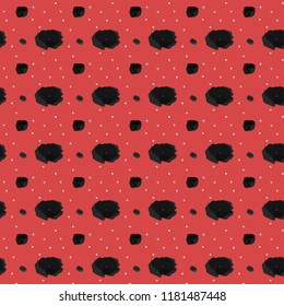 Seamless pattern with poppy and little hearts. Vector illustration