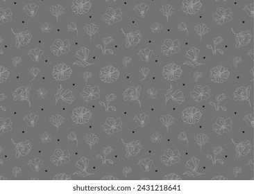 Seamless pattern Poppy tulip flower one continuous line art. Decoration blossom botanical floral element. Vector doodle isilated illustration.