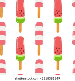 Seamless pattern of popsicle ice cream. 