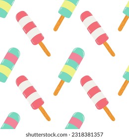 Seamless pattern of popsicle ice cream. 