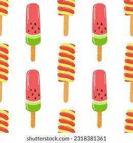 Seamless pattern of popsicle ice cream. 