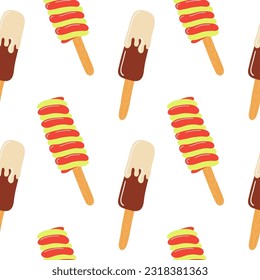 Seamless pattern of popsicle ice cream. 