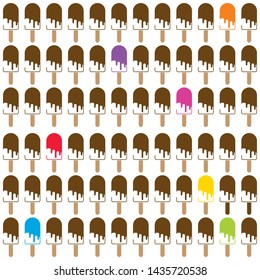 Patrón transparente de los palillos y helados de chocolate en la ilustración vectorial de palos
