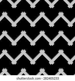 Seamless pattern with popular vintage zigzag chevron gray on a black background. Vector illustration. Editable can be used for web page backgrounds, pattern fills