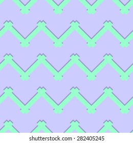 Seamless pattern with popular vintage zigzag chevron aquamarine green on purple background. Vector illustration. Editable can be used for web page backgrounds, pattern fills