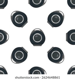 Seamless pattern with portable wireless speakers, repeating design with audio devices for listening to music