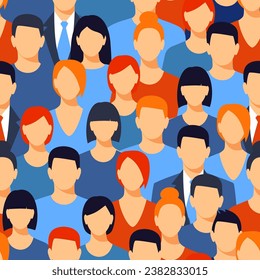 Seamless pattern with portraits of different people.