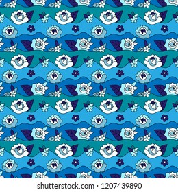 Seamless pattern with portuguese motives in cold colors. Fine for souvenirs, wrap paper, stationary, and textile prints