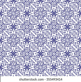 Seamless pattern. Portuguese motives of white and blue colors.