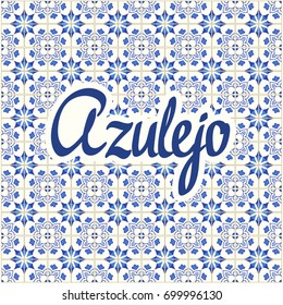 Patrón sin inconvenientes con azulejos portugueses. Imagen vectorial de Azulejo sobre fondo blanco. De estilo mediterráneo. Diseño multicolor.