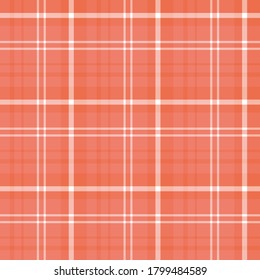 Seamless pattern in positive orange and white colors for plaid, fabric, textile, clothes, tablecloth and other things. Vector image. 
