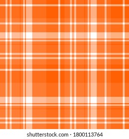 Seamless pattern in positive orange and white colors for plaid, fabric, textile, clothes, tablecloth and other things. Vector image. 