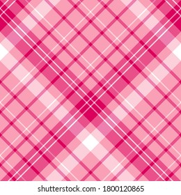 Seamless pattern in positive pink and white colors for plaid, fabric, textile, clothes, tablecloth and other things. Vector image. 2