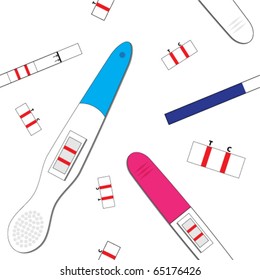 Seamless Pattern With Positive Pregnancy Tests