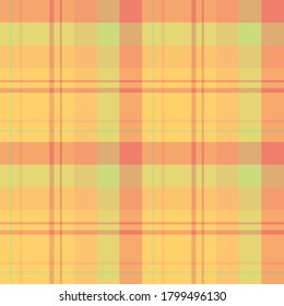 Seamless pattern in positive yellow and warm pink colors for plaid, fabric, textile, clothes, tablecloth and other things. Vector image. 