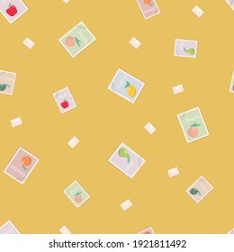 Seamless pattern with postage stamps and envelopes.