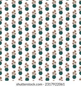 Seamless pattern with pot for flowers3. Doodle color vector illustration.