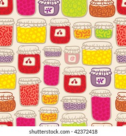 seamless pattern with a pot of jam